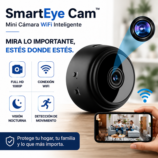 Mini Cámara WiFi SmartEye Cam™ Full HD 1080P con Visión Nocturna y Detección de Movimiento